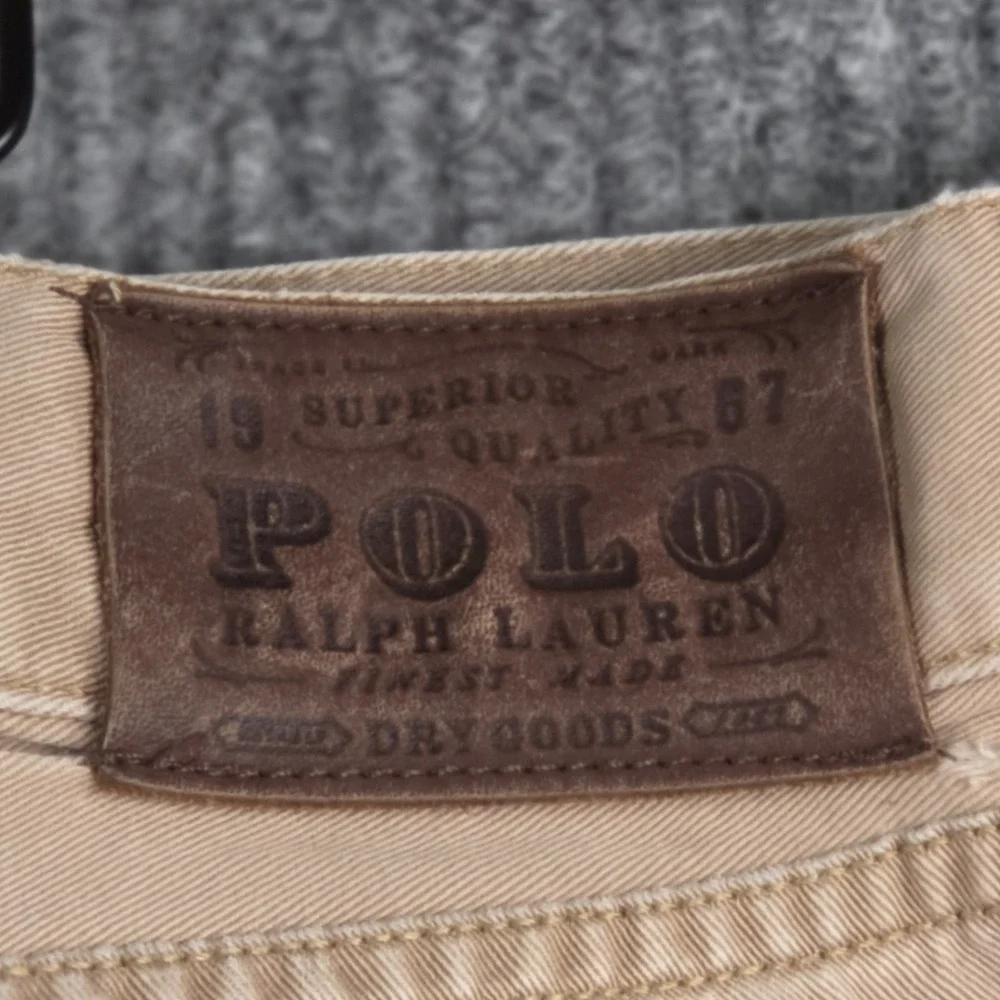 Polo Ralph Lauren Straight 650 Pants Mens 42x32 Khaki Tan Cotton Denim Style Y2K